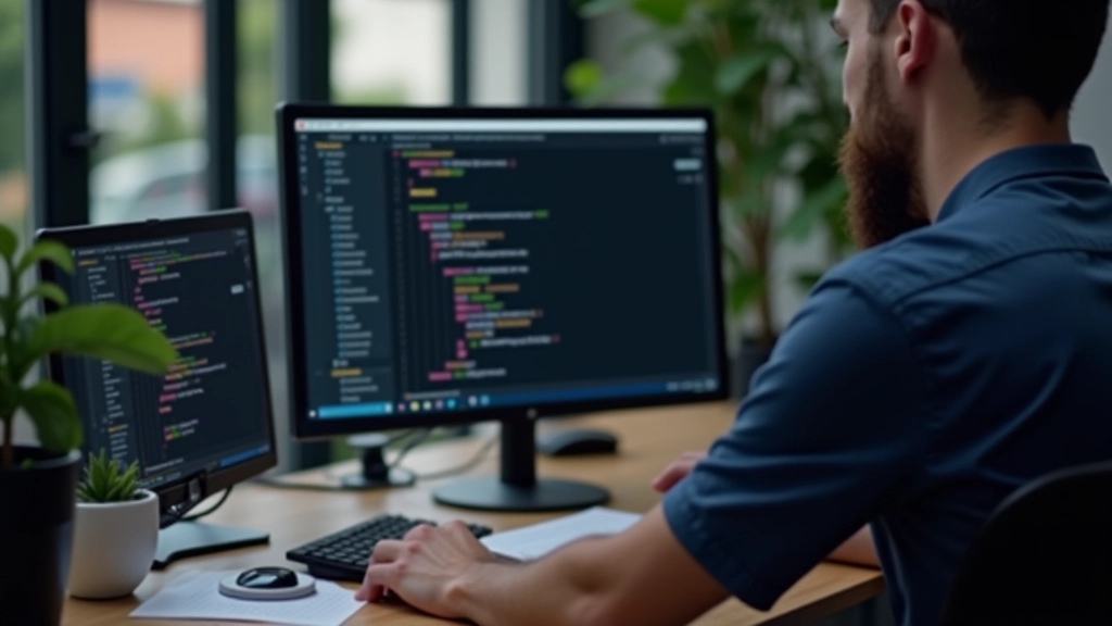 Developer aan het werk op een computer met Chrome DevTools open, code-editor zichtbaar